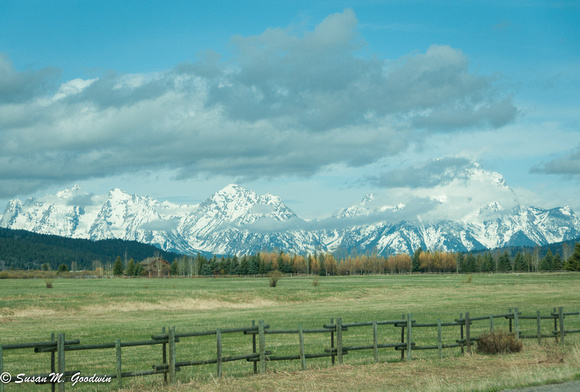 Grand Teton National Park; mountains with fence